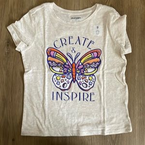 Old navy create an inspire, butterfly, graphic, tee girls, size medium